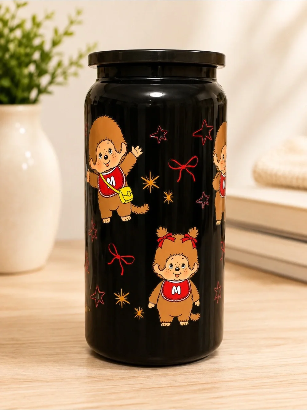 Black Character Print Decorative 16oz can tumbler  - Home Accents
